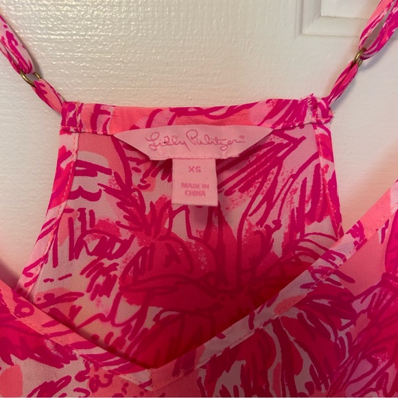 Lilly Pulitzer Dusk Racerback Tank Top Cheeky Melon Rule Breakers 100% Silk - Picture 3 of 6